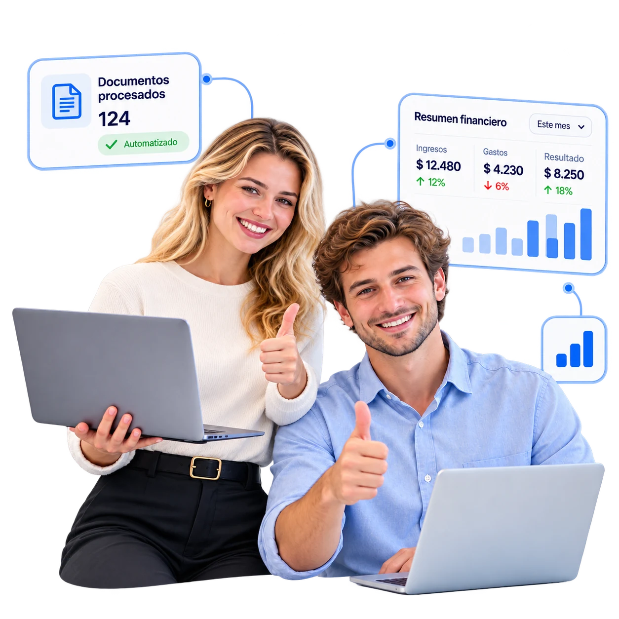 Equipo de contadores de Contai con sus herramientas contables